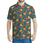 Doodle French Fries Pattern Print Men's Polo Shirt