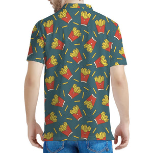 Doodle French Fries Pattern Print Men's Polo Shirt