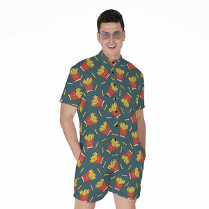 Doodle French Fries Pattern Print Men's Rompers