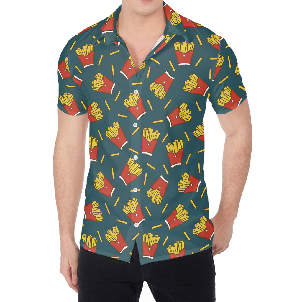 Doodle French Fries Pattern Print Men's Shirt