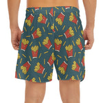 Doodle French Fries Pattern Print Men's Split Running Shorts