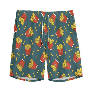 Doodle French Fries Pattern Print Men's Sports Shorts