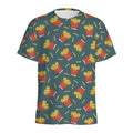 Doodle French Fries Pattern Print Men's Athletic T-Shirt