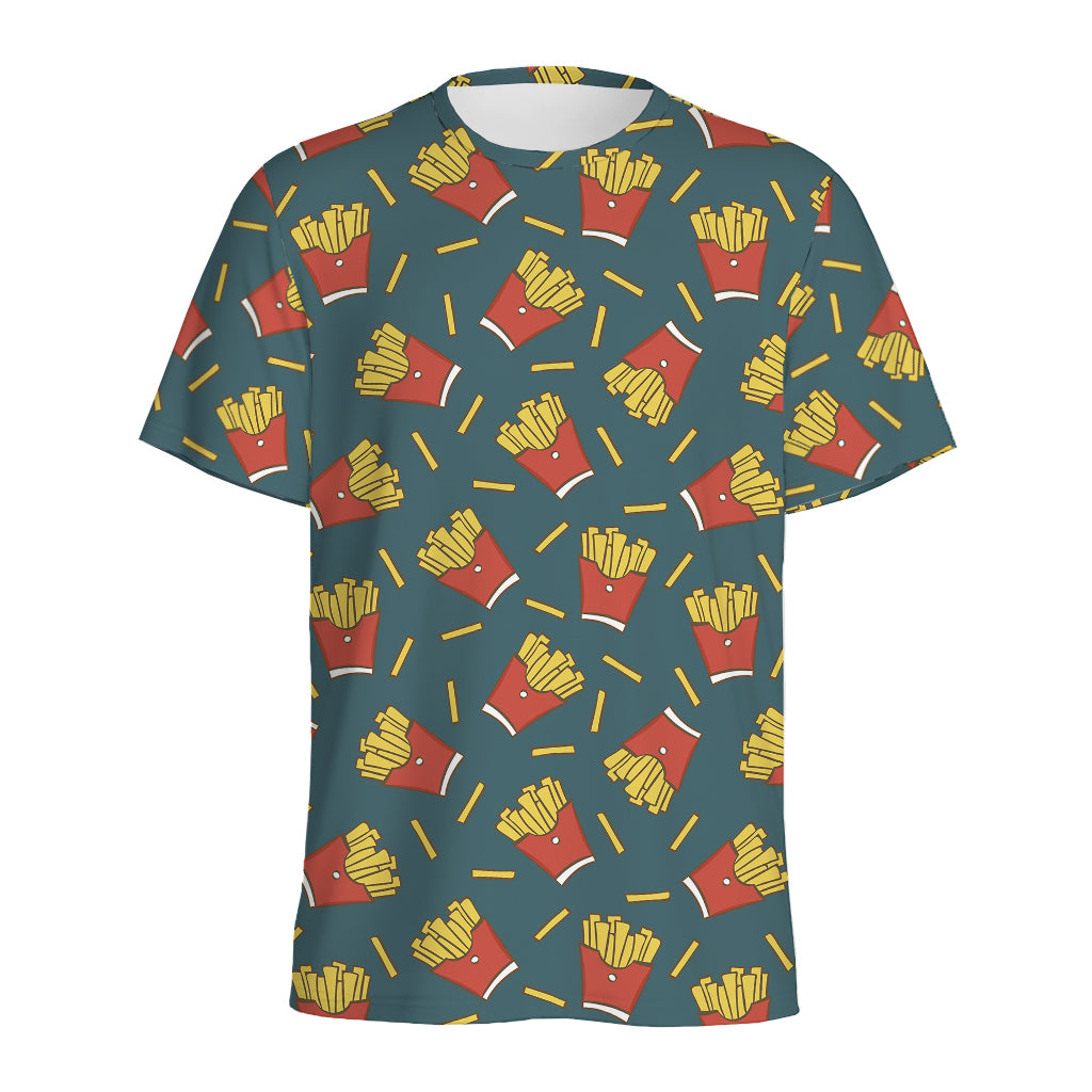 Doodle French Fries Pattern Print Men's Sports T-Shirt