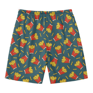 Doodle French Fries Pattern Print Men's Swim Trunks