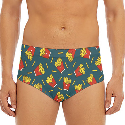 Doodle French Fries Pattern Print Men's Triangle Swim Briefs