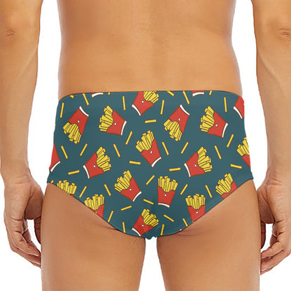 Doodle French Fries Pattern Print Men's Triangle Swim Briefs
