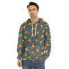 Doodle French Fries Pattern Print Men's Velvet Pullover Hoodie