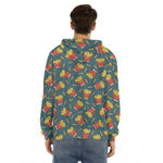 Doodle French Fries Pattern Print Men's Velvet Pullover Hoodie