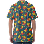 Doodle French Fries Pattern Print Men's Velvet T-Shirt