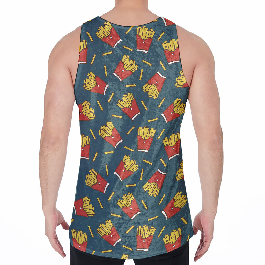 Doodle French Fries Pattern Print Men's Velvet Tank Top