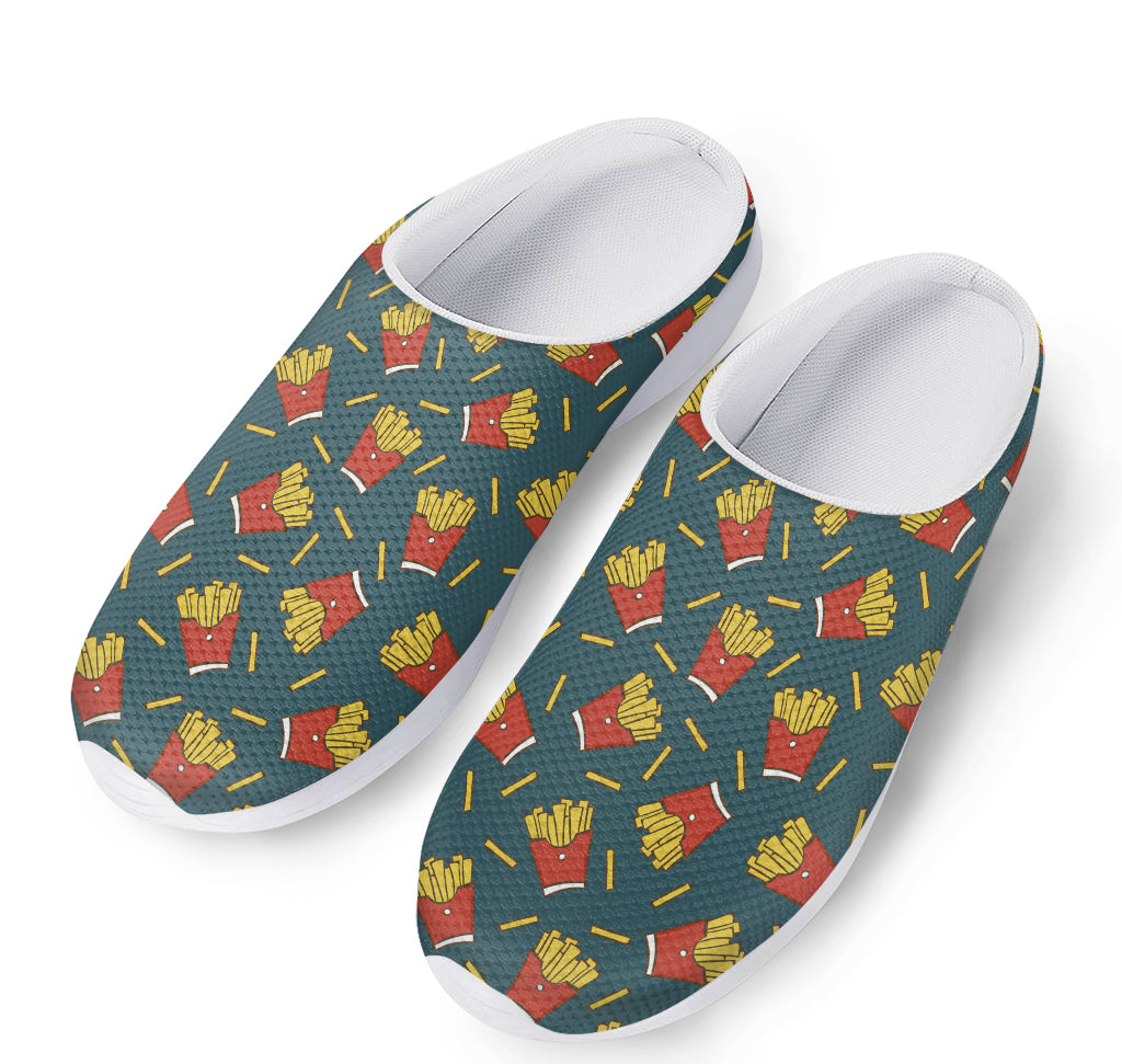 Doodle French Fries Pattern Print Mesh Casual Shoes