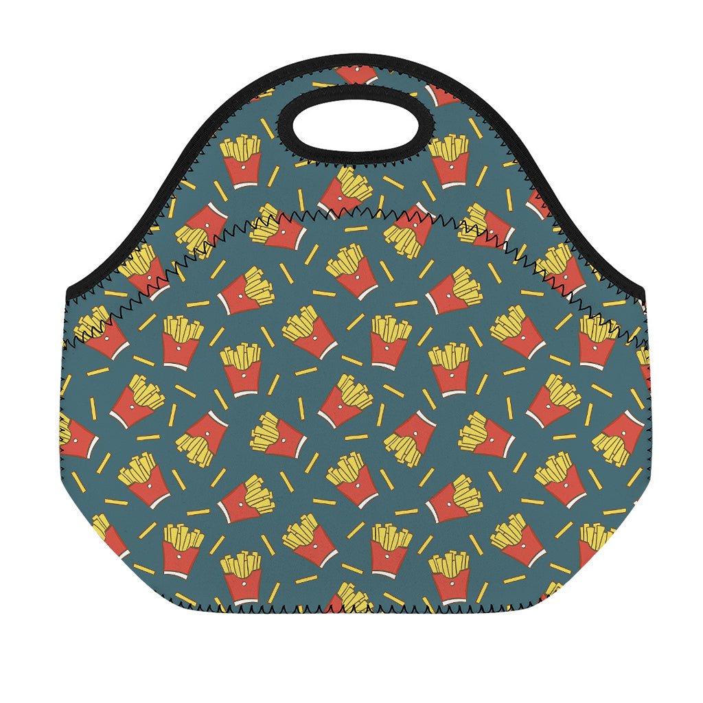 Doodle French Fries Pattern Print Neoprene Lunch Bag