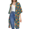 Doodle French Fries Pattern Print Open Front Beach Cover Up