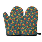 Doodle French Fries Pattern Print Oven Mitts
