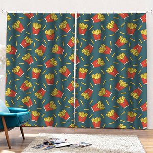 Doodle French Fries Pattern Print Pencil Pleat Curtains