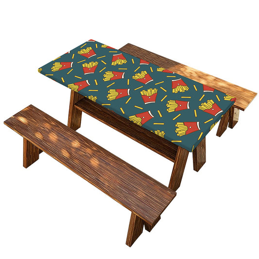 Doodle French Fries Pattern Print Picnic Table Cover