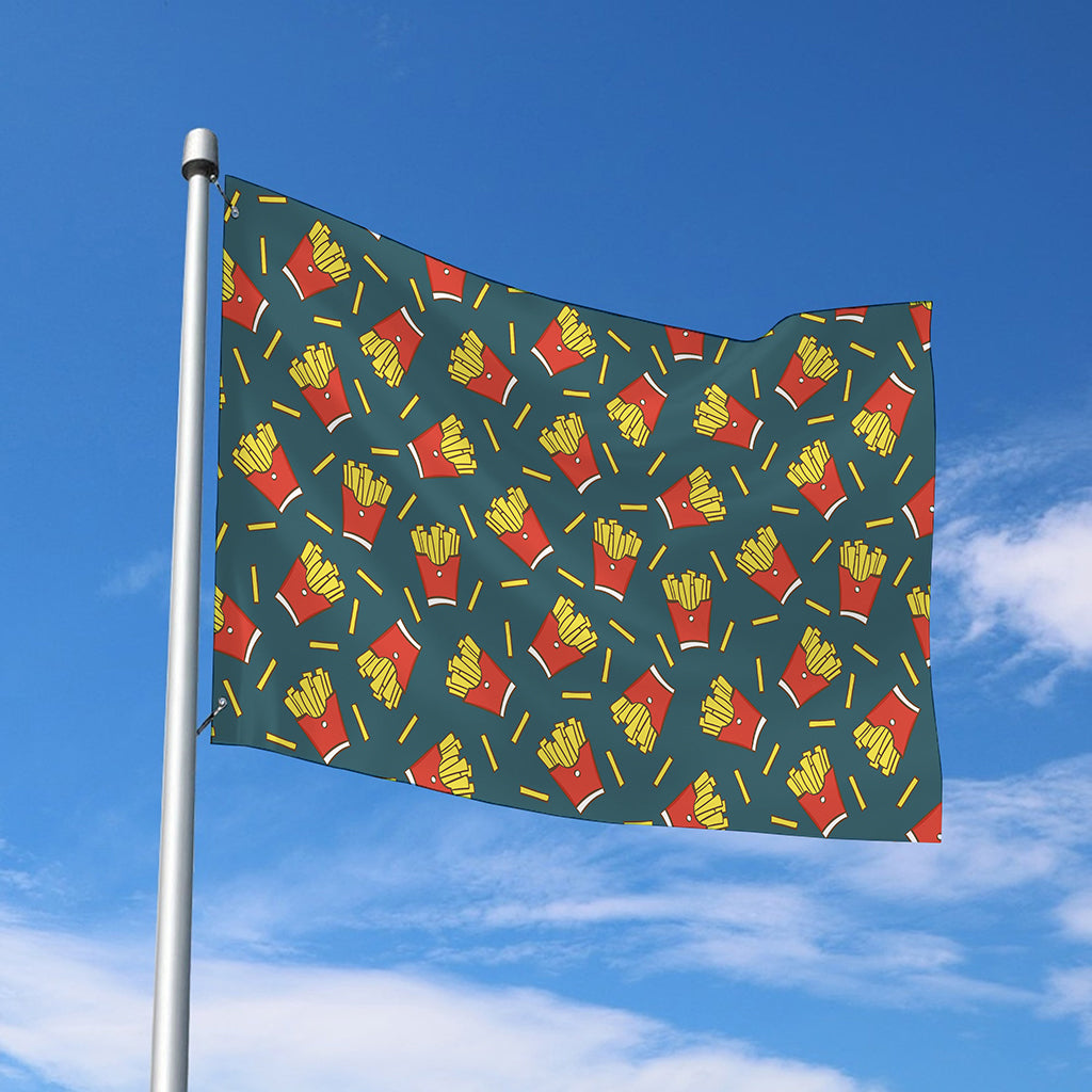 Doodle French Fries Pattern Print Polyester Flag