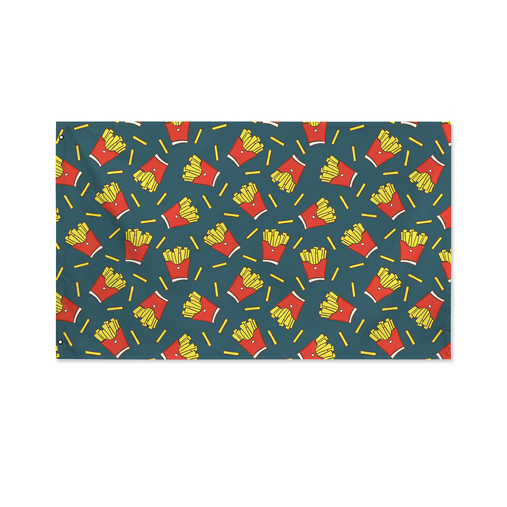 Doodle French Fries Pattern Print Polyester Flag