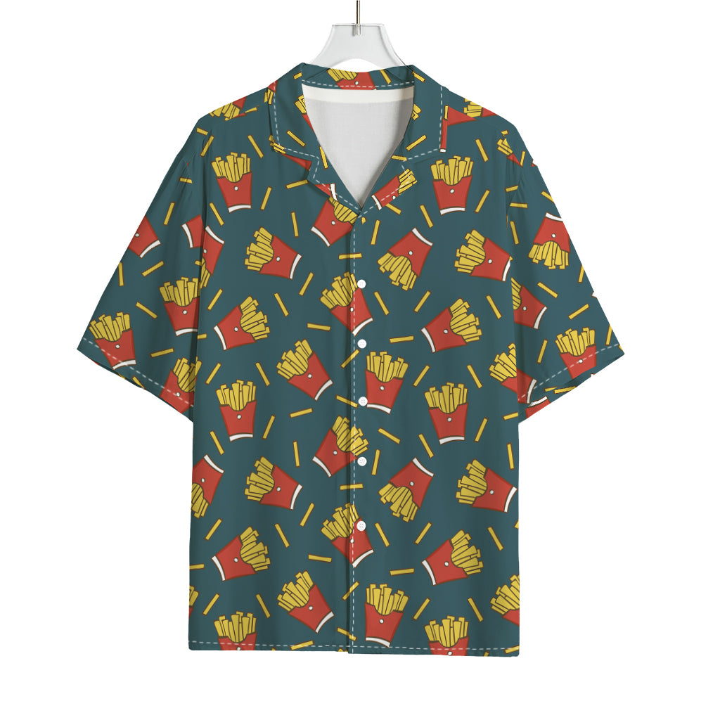 Doodle French Fries Pattern Print Rayon Hawaiian Shirt