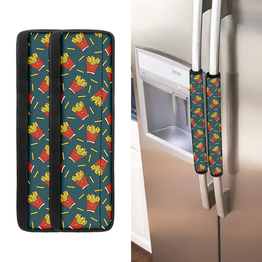Doodle French Fries Pattern Print Refrigerator Handle Covers