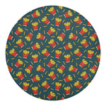Doodle French Fries Pattern Print Round Blanket