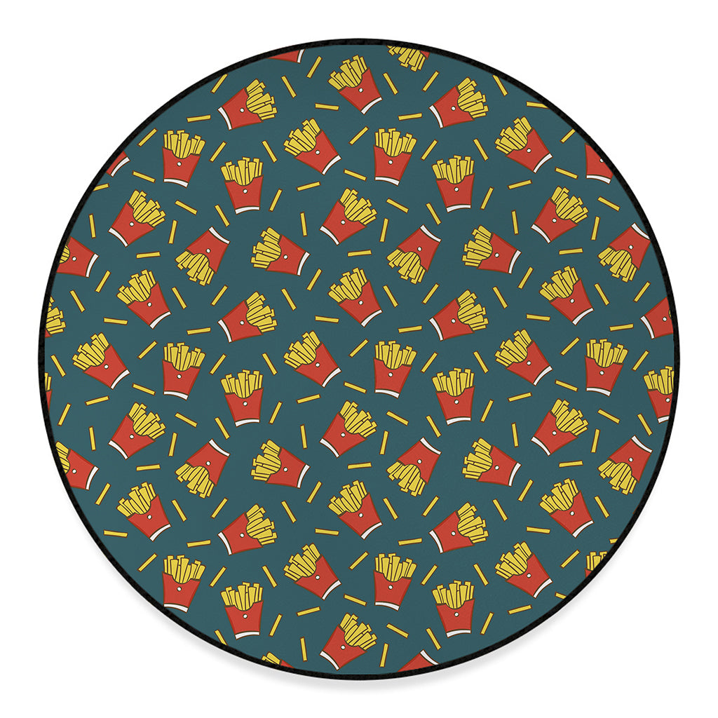 Doodle French Fries Pattern Print Round Floor Mat