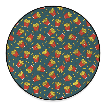 Doodle French Fries Pattern Print Round Floor Mat