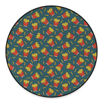 Doodle French Fries Pattern Print Round Floor Mat