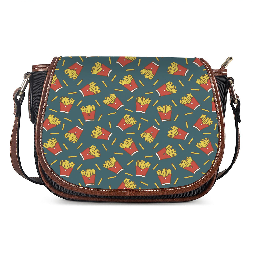 Doodle French Fries Pattern Print Saddle Bag