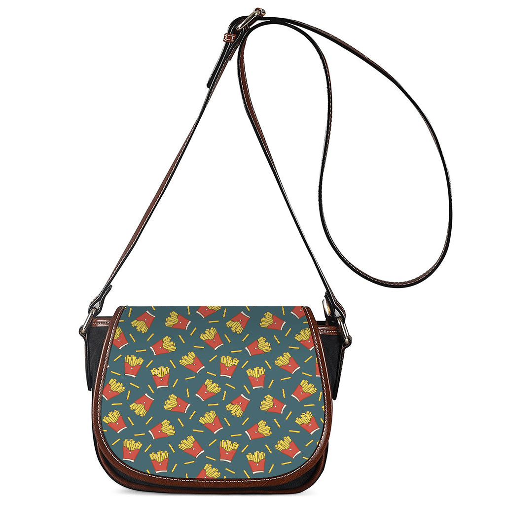 Doodle French Fries Pattern Print Saddle Bag