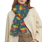 Doodle French Fries Pattern Print Scarf
