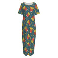 Doodle French Fries Pattern Print Short Sleeve Long Nightdress