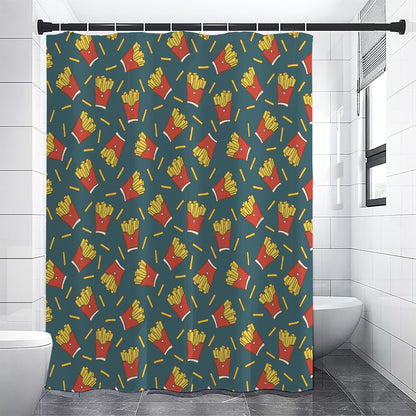 Doodle French Fries Pattern Print Shower Curtain