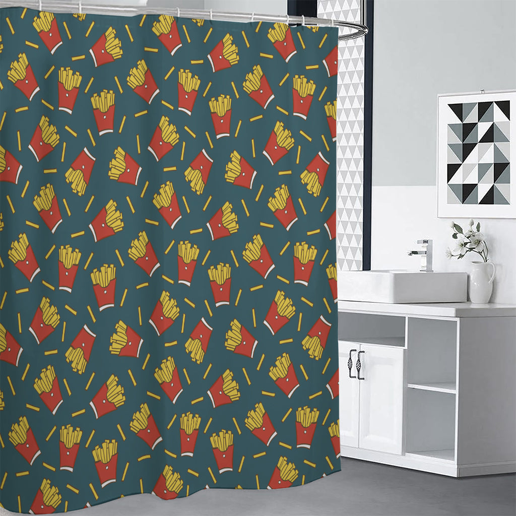 Doodle French Fries Pattern Print Shower Curtain