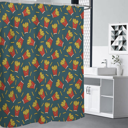 Doodle French Fries Pattern Print Shower Curtain