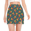 Doodle French Fries Pattern Print Side Slit Mini Skirt