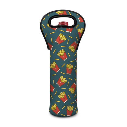 Doodle French Fries Pattern Print Single Neoprene Wine Tote