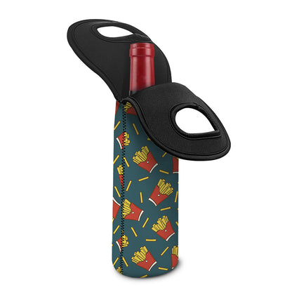 Doodle French Fries Pattern Print Single Neoprene Wine Tote
