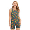 Doodle French Fries Pattern Print Sleeveless One Piece Swimsuit