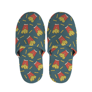 Doodle French Fries Pattern Print Slippers