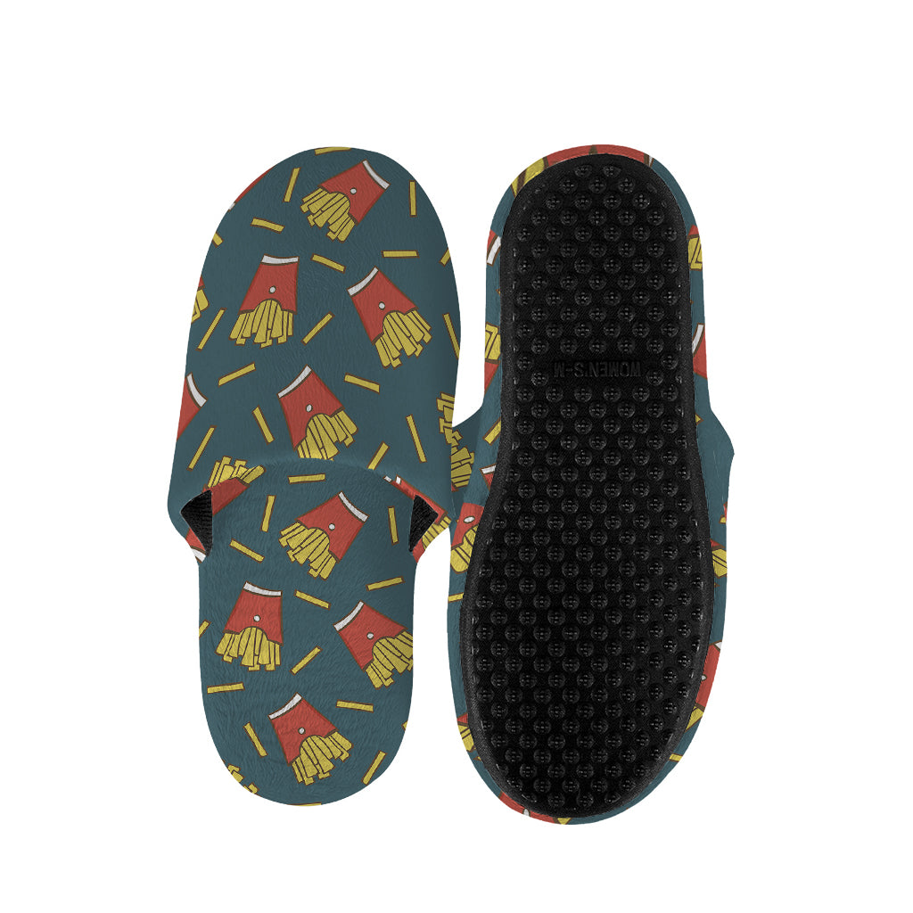 Doodle French Fries Pattern Print Slippers