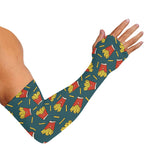 Doodle French Fries Pattern Print Sun Protection Arm Sleeves