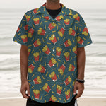Doodle French Fries Pattern Print Textured Short Sleeve Shirt