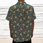 Doodle French Fries Pattern Print Textured Short Sleeve Shirt