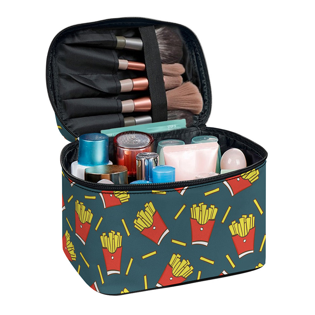 Doodle French Fries Pattern Print Travel Makeup Bag