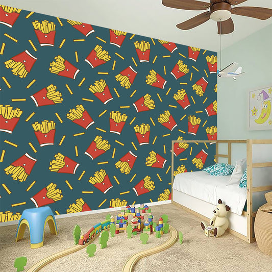 Doodle French Fries Pattern Print Wall Sticker