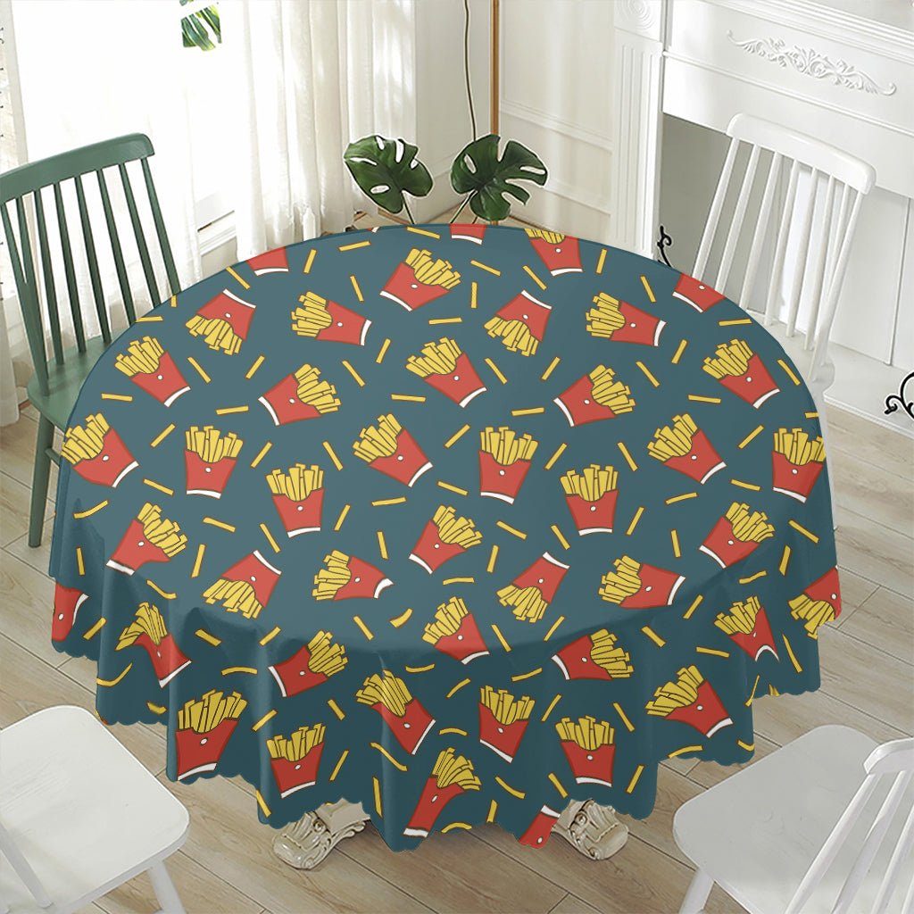 Doodle French Fries Pattern Print Waterproof Round Tablecloth