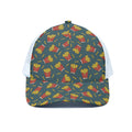 Doodle French Fries Pattern Print White Mesh Trucker Hat