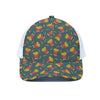 Doodle French Fries Pattern Print White Mesh Trucker Cap